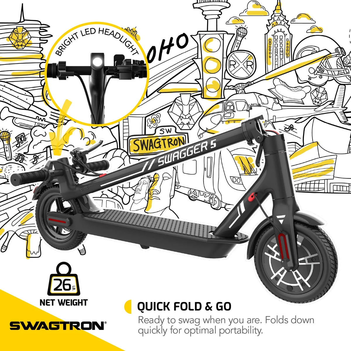 Electric Scooter, 320 lb Weight Limit, 8.5 Inch No-flat Tires, 300W Motor, Quick Folding, 18 Mph K224515