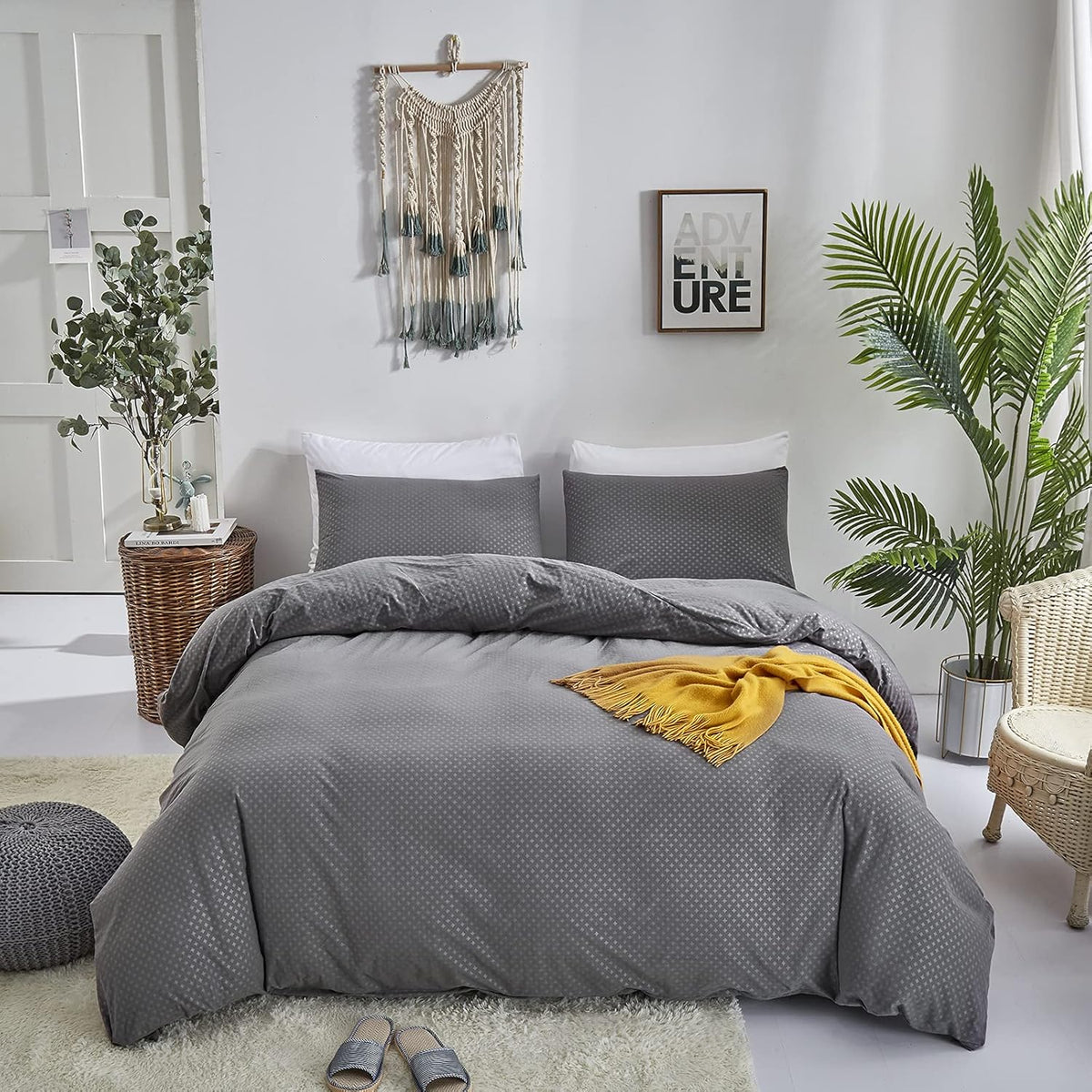Yellow Floral 3Pcs Queen Comforter Set H735699