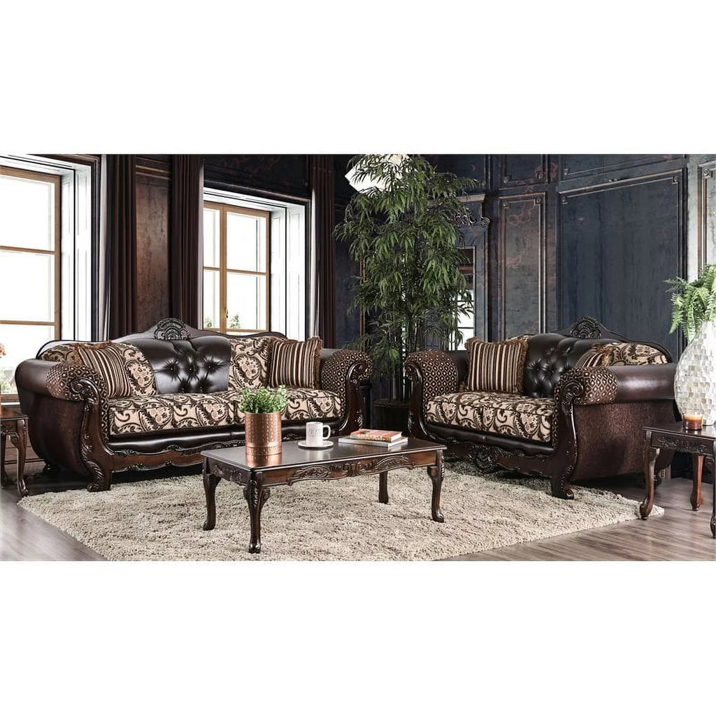 Brown Faux Leather 2-Piece Sofa Set C61204