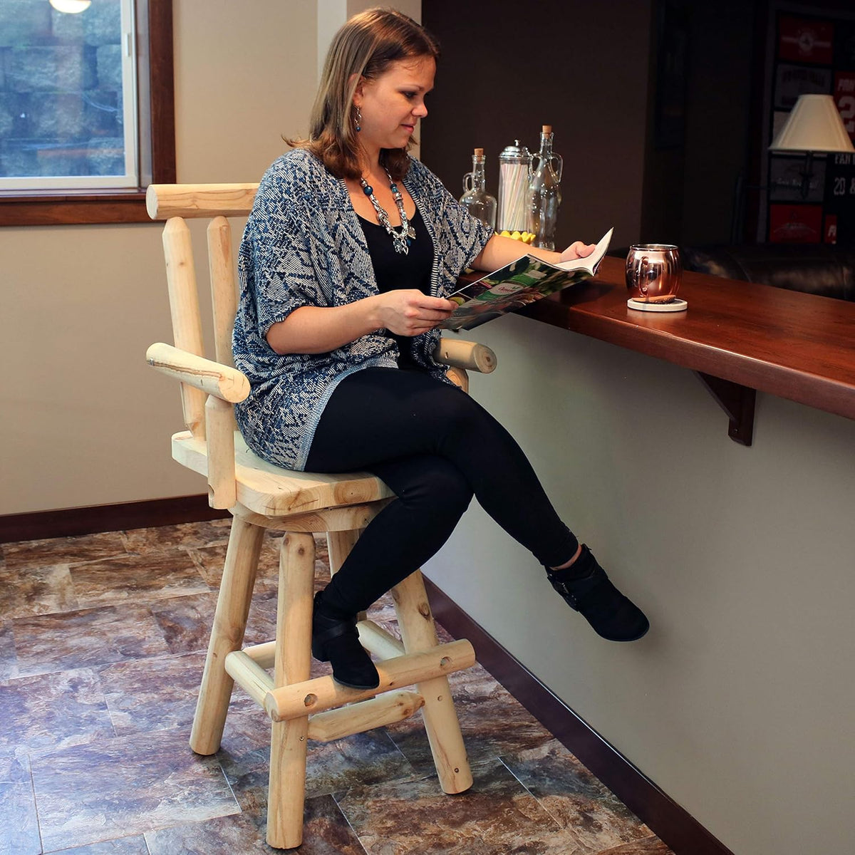 Unfinished Wood Bar Stool H7312