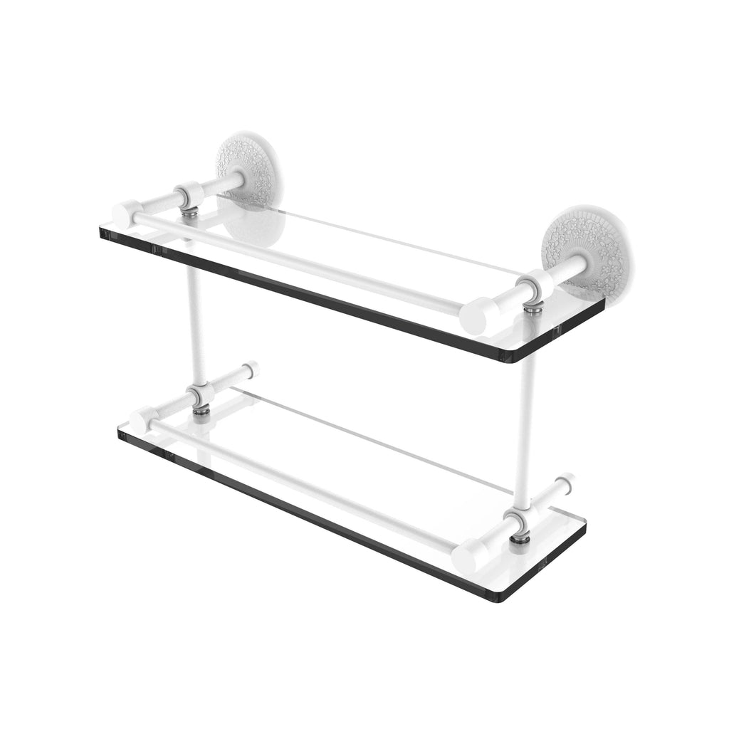 Venetian Bronze 16 inch Double Glass Shelf with Gallery Rail Q6573