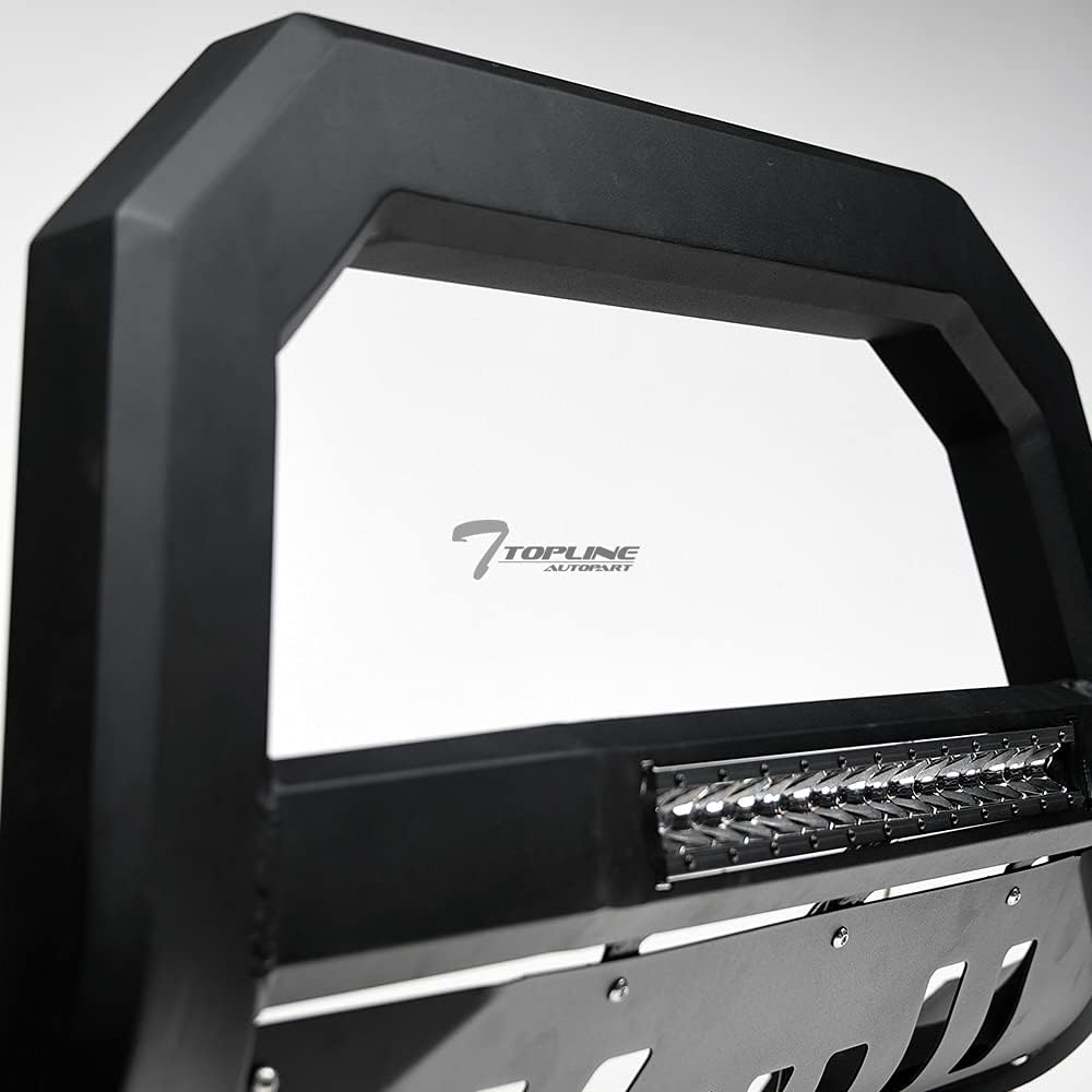 Matte Black Aluminum LED Light Bar Front Bumper Guard With Skid Plate D5333