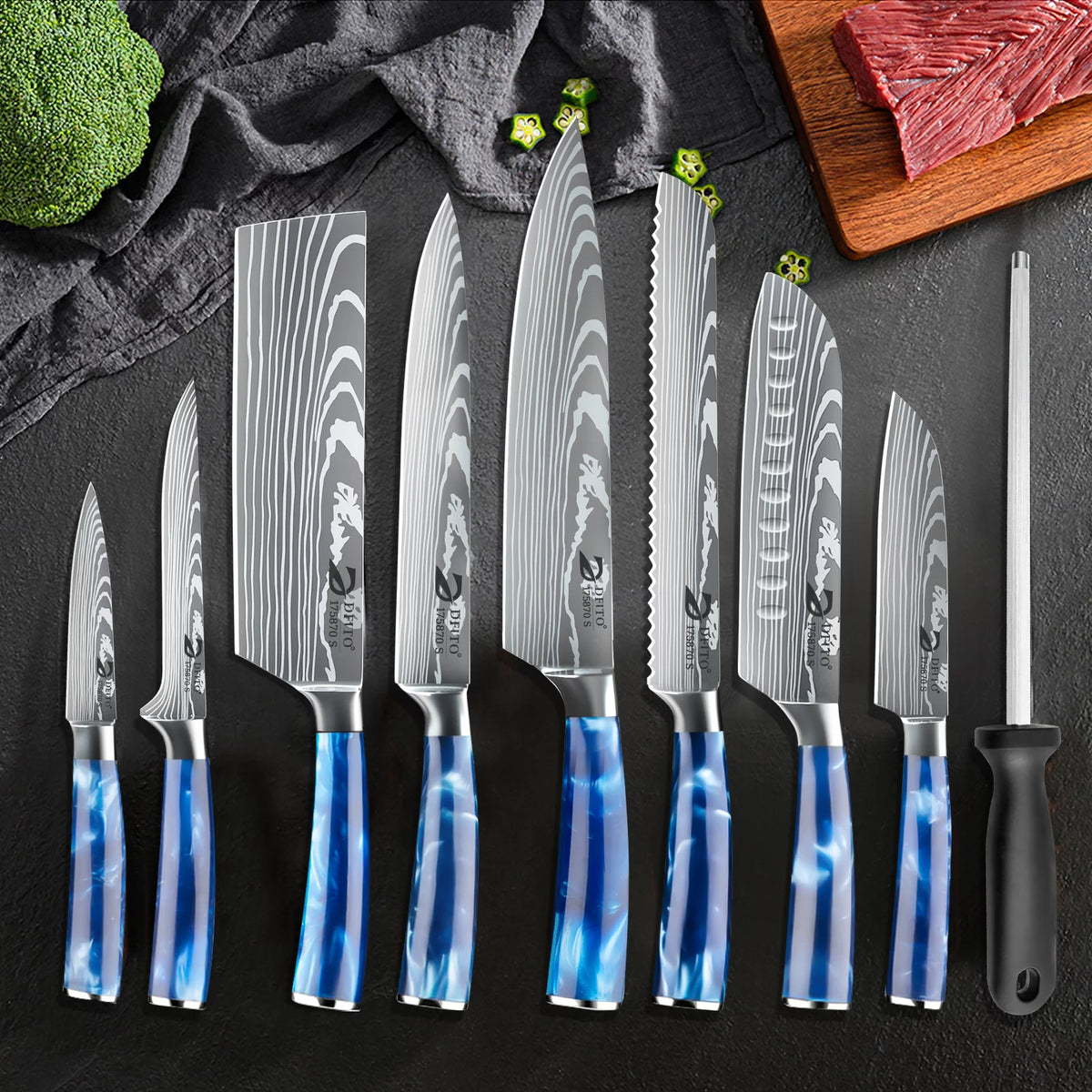 8 Pcs Stainless Steel Kitchen Knife Set J83957