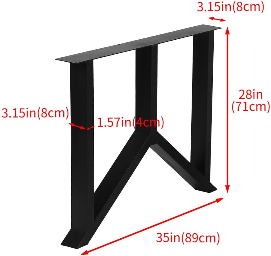 Black 28” Height 18” Wide Metal Table Legs 2 PCS C56566