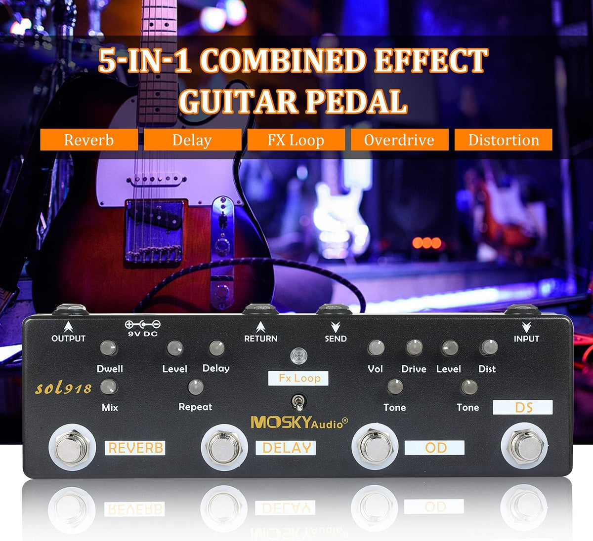 5-in-1 Multi Effect Guitar Pedal H9707