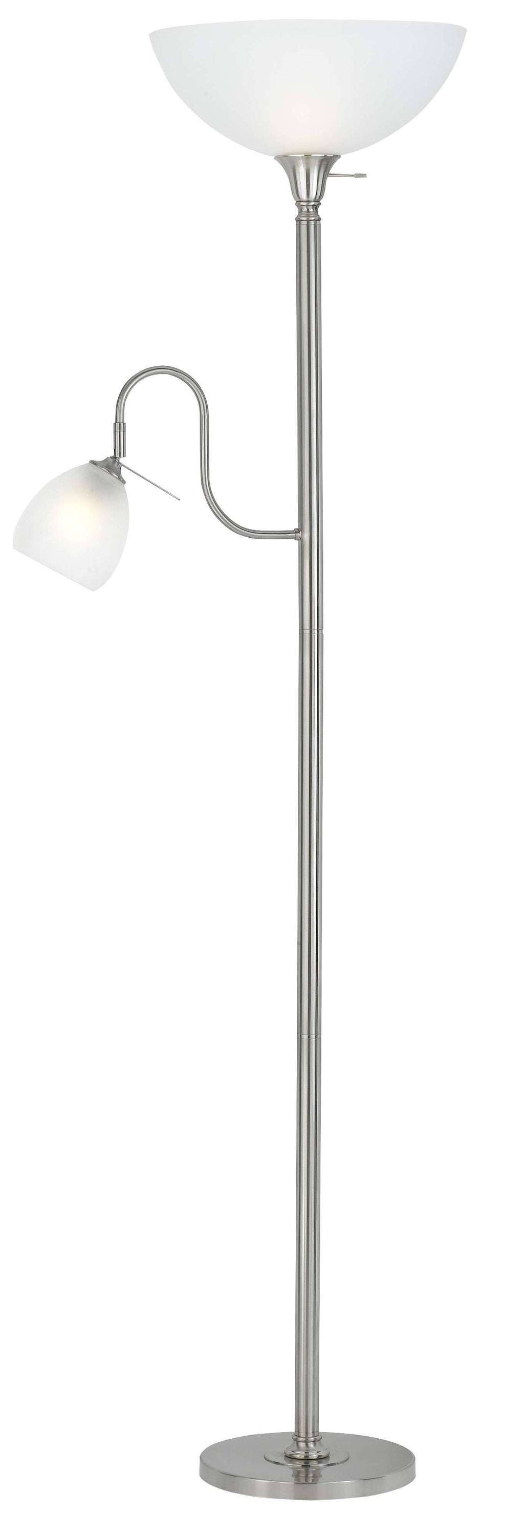 Brushed Steel Torchiere with Reading Lamp T19074
