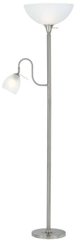 Brushed Steel Torchiere with Reading Lamp T19074