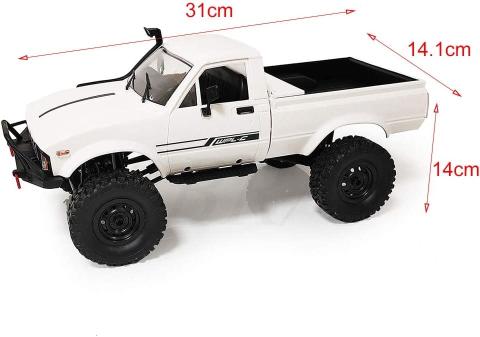 RC Crawler 4x4 Remote Control Rock Crawler Pickup Truck with Led Light, 2.4 Ghz 1/16 Scale All Terrain Car Brushed RTR U245601