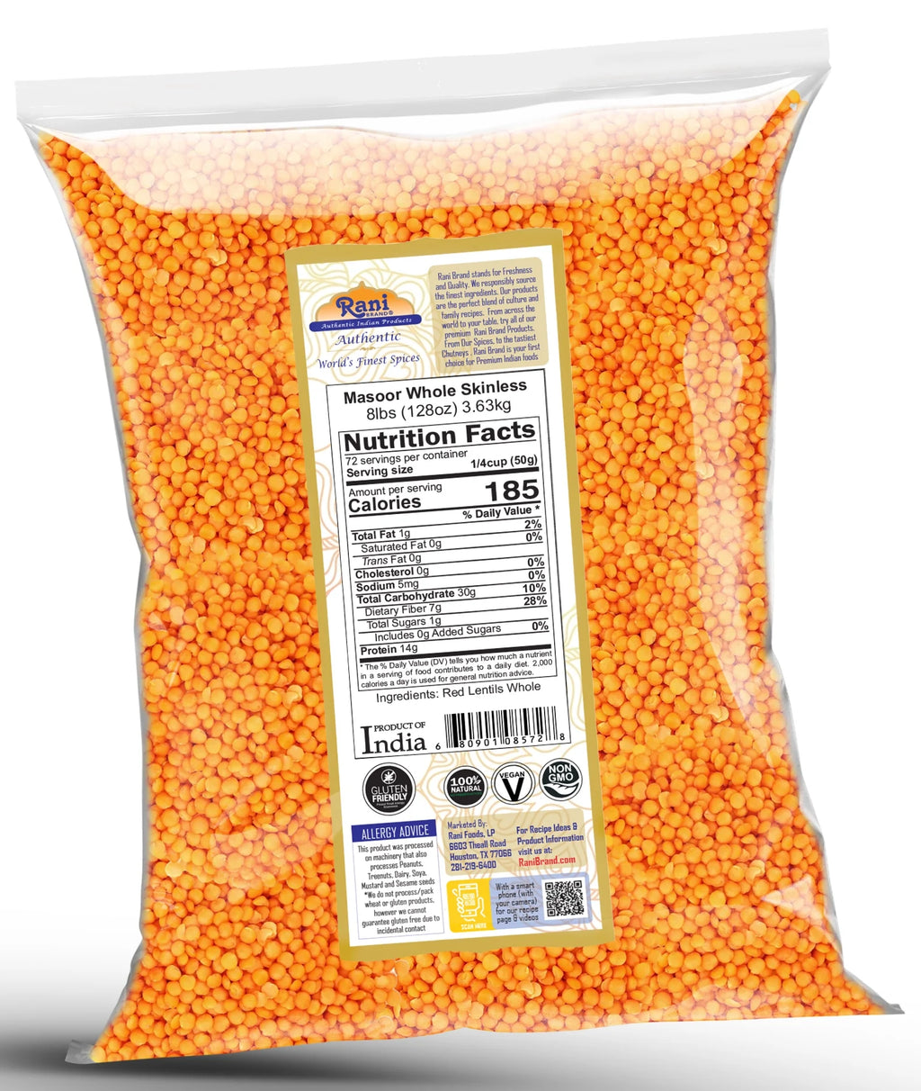 Red Lentils 128oz (8lbs) 3.63kg Bulk V1785