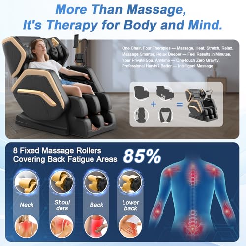 Zero Gravity Massage Chair with 10 Fixed Rollers, Heating, Bluetooth Speaker I81282