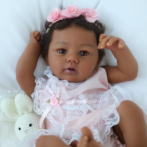 18-Inch Realistic Lifelike African American Handmade Doll S383