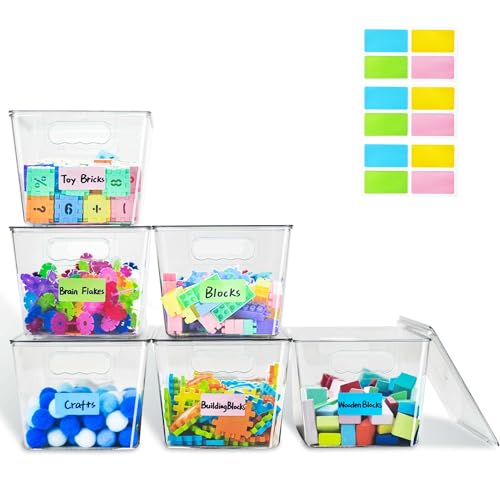 6 Pack Clear Plastic Stackable Storage Bins with Lids X9466