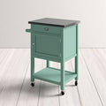 Green Kitchen Cart with Stainless Steel Top A1071