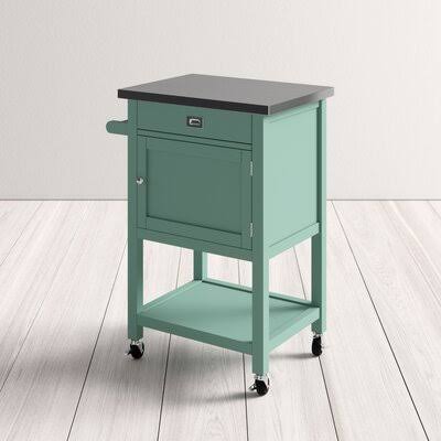 Green Kitchen Cart with Stainless Steel Top A1071