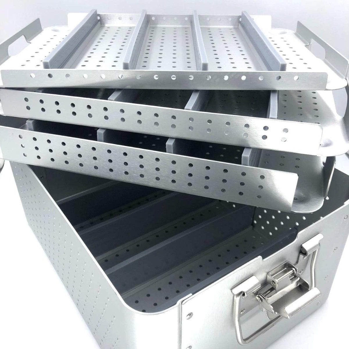 Aluminium Alloy Sterilization Tray Case with 3 Inner Trays D408889