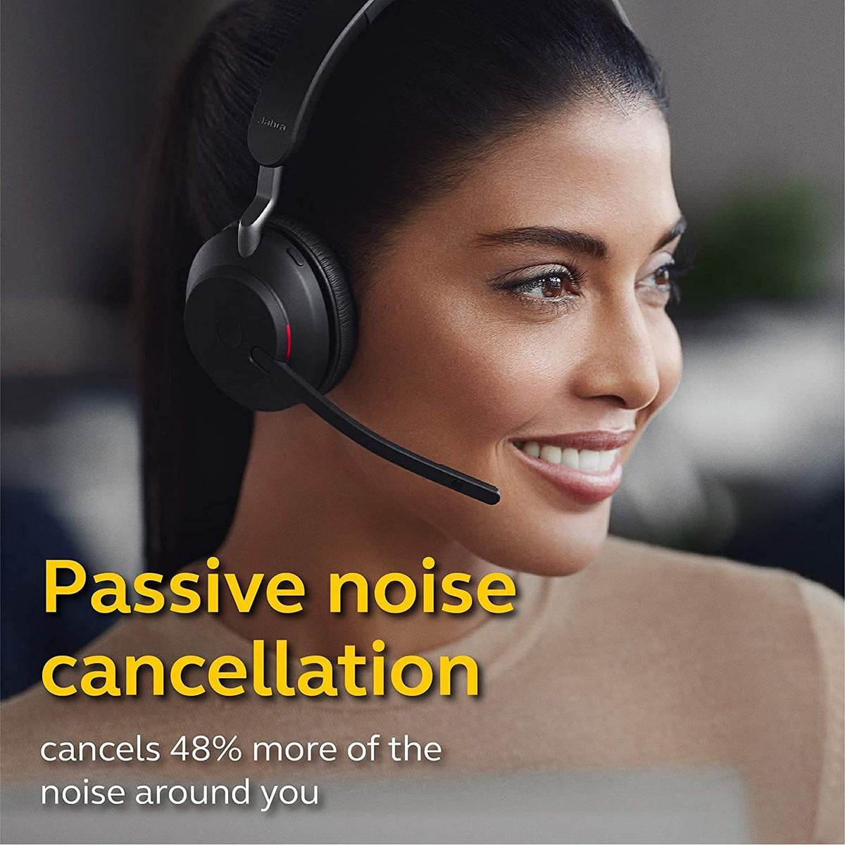 Black Stereo Wireless Bluetooth Headset with Passive Noise Cancelling Headphones Z497205