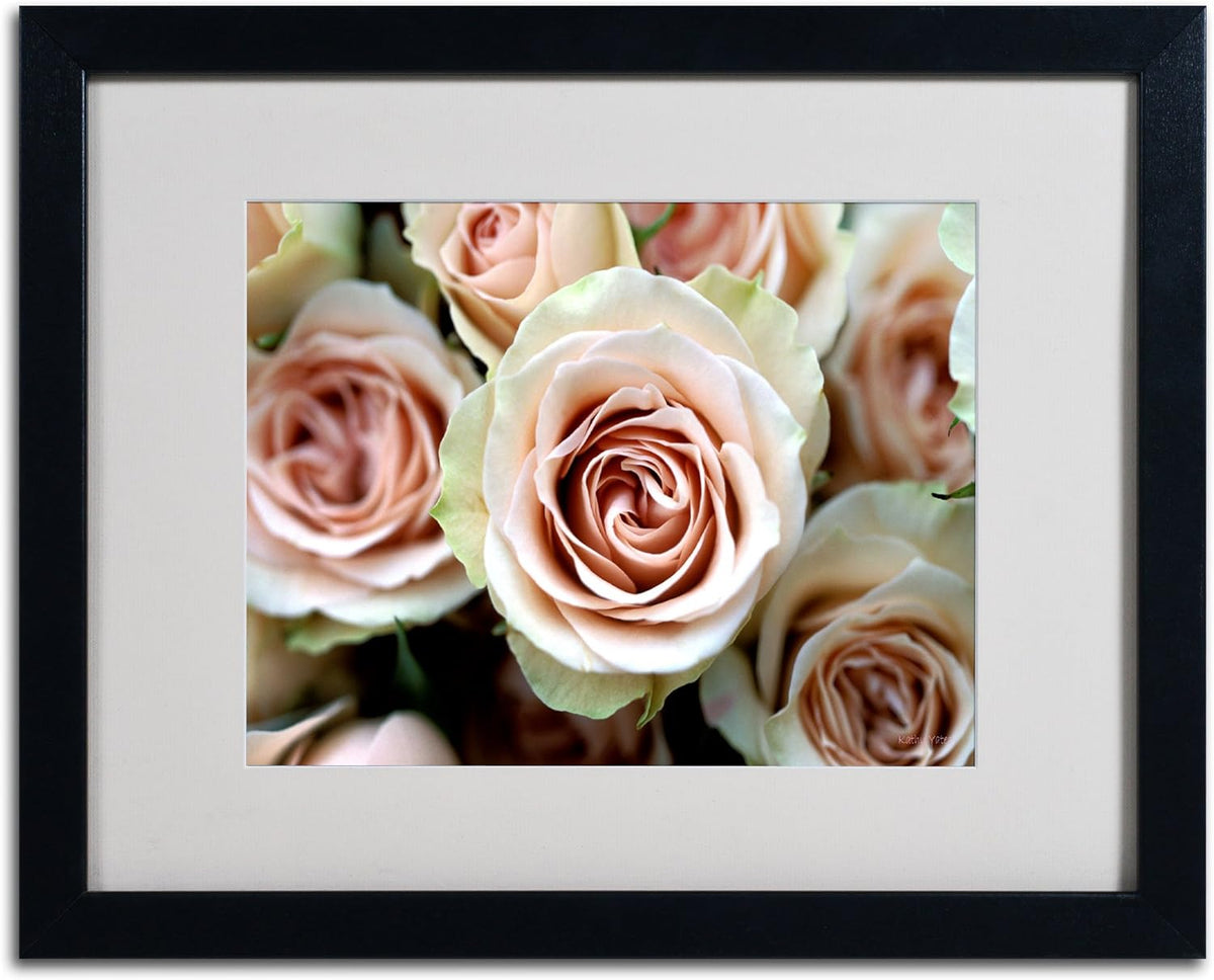 Pale Pink Roses Canvas Artwork in Black Frame, 16 by 20-Inch O7459