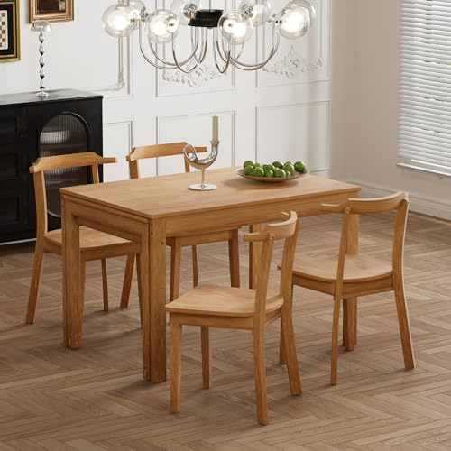 5-Piece Extendable Dining Table Set with 4 Chairs and Pull-out Side Table W2587