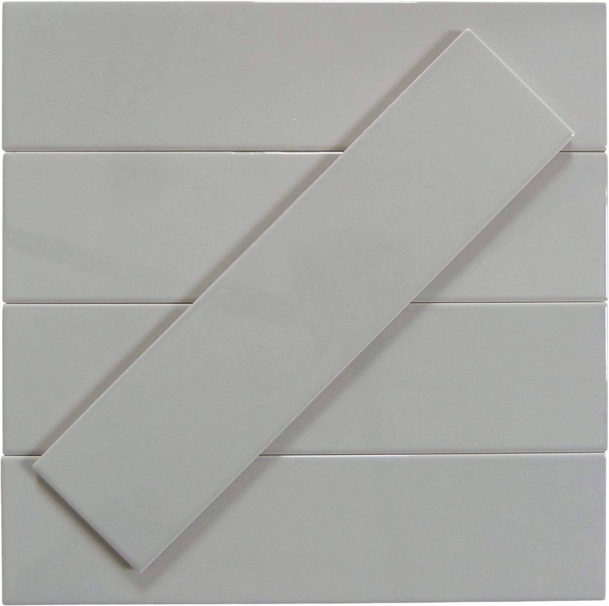 Plain Grey Glossy Ceramic Subway Tile P4421