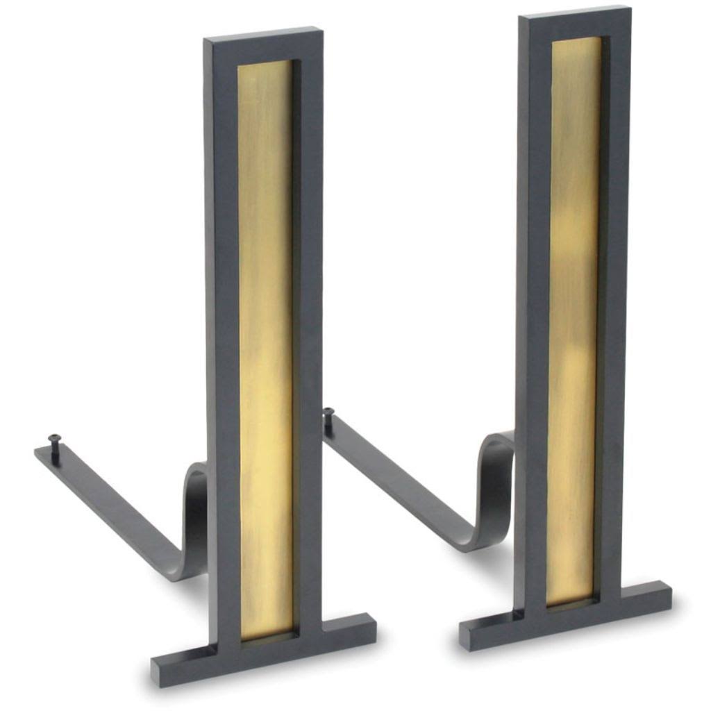 Antique Brass Black Andirons Y455