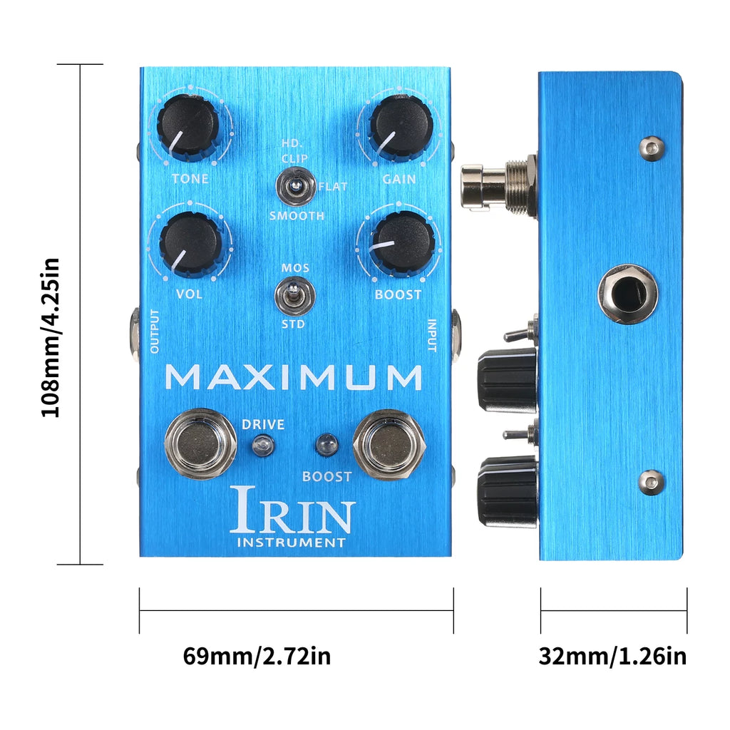 Overdrive Guitar Effect Pedal with Toggle Mode Switch W7256