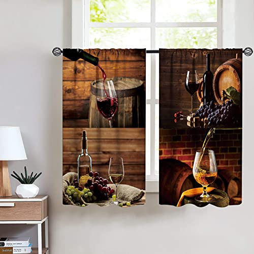 Farmhouse Kitchen Window Curtains 2 Panels 27.5W x 39H Rod Pocket Y7072