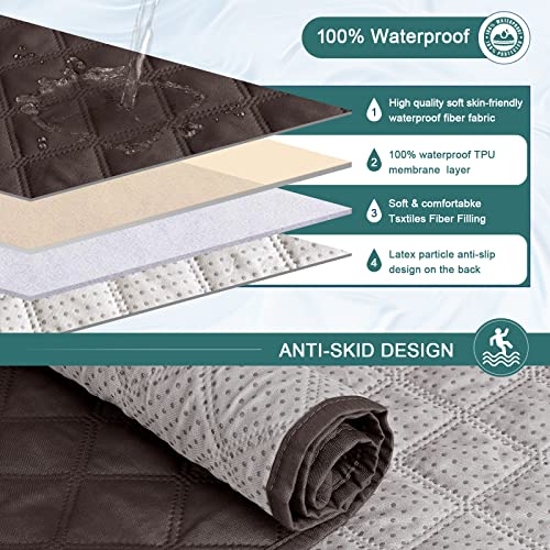 Khaki 3 Seater Recliner Sofa Cover with Elastic Straps P49723