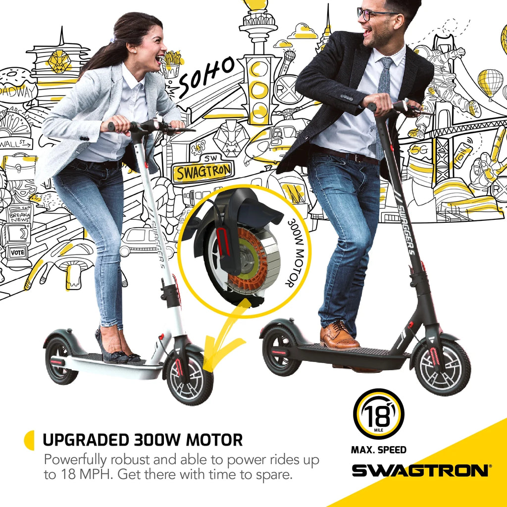 Electric Scooter, 320 lb Weight Limit, 8.5 Inch No-flat Tires, 300W Motor, Quick Folding, 18 Mph K224515