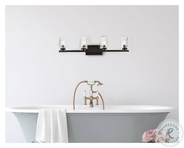 Black 4 Lights Bath Sconce with Clear Shade A90972