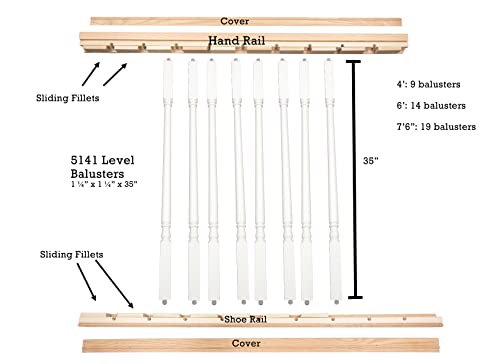 Primed White Wood Colonial Stair Rail Section Kit (7 foot 6 inches) G8727