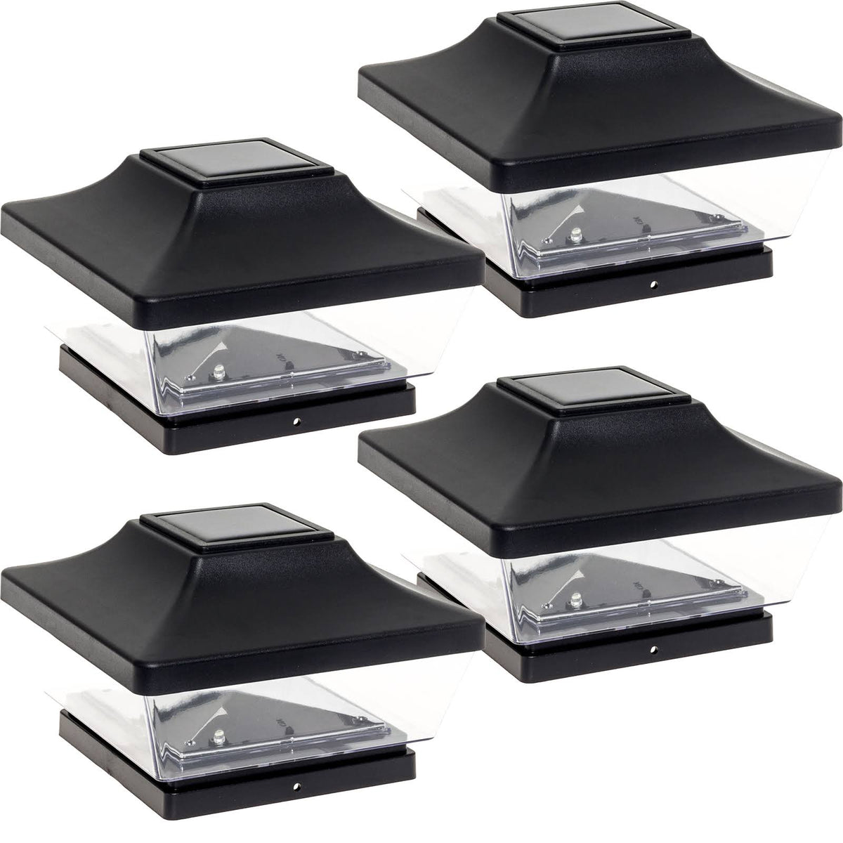Black 5x5 Solar Post Cap LED Light 4 Pack G3825