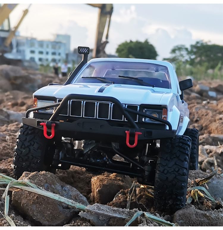 RC Crawler 4x4 Remote Control Rock Crawler Pickup Truck with Led Light, 2.4 Ghz 1/16 Scale All Terrain Car Brushed RTR U245601
