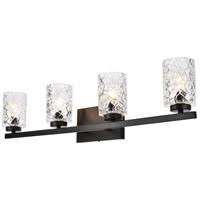 Black 4 Lights Bath Sconce with Clear Shade A90972