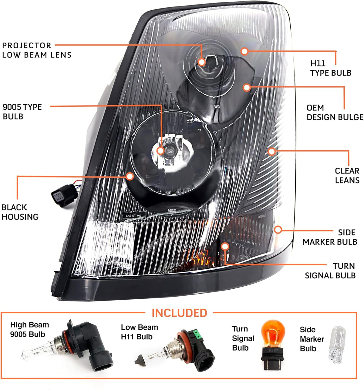 Headlight Pair with Cabin Air Filters for Volvo VN/VNL P1729