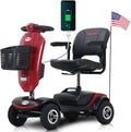 Folding 4 Wheels Mobility Scooter with USB Charging Port, Windshield, LED Light - Red P289