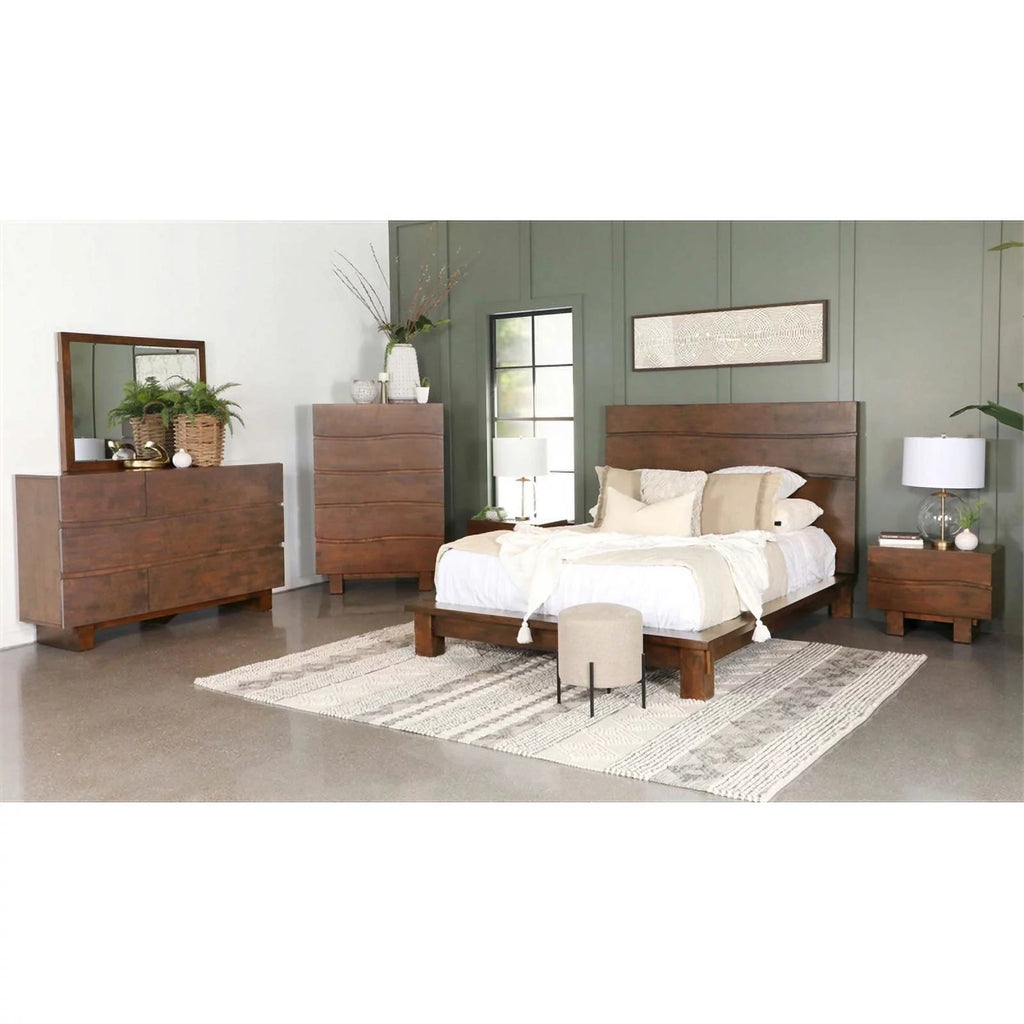 6 Drawer Modern Wood Rectangular Dresser in Dark Brown W9014