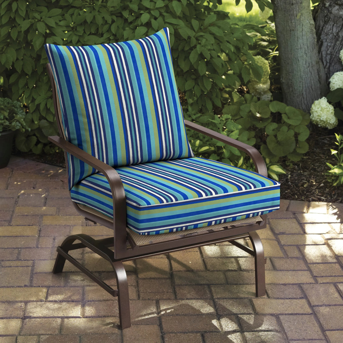 Turquoise Stripe 2-Piece Deep Seat Cushion K399