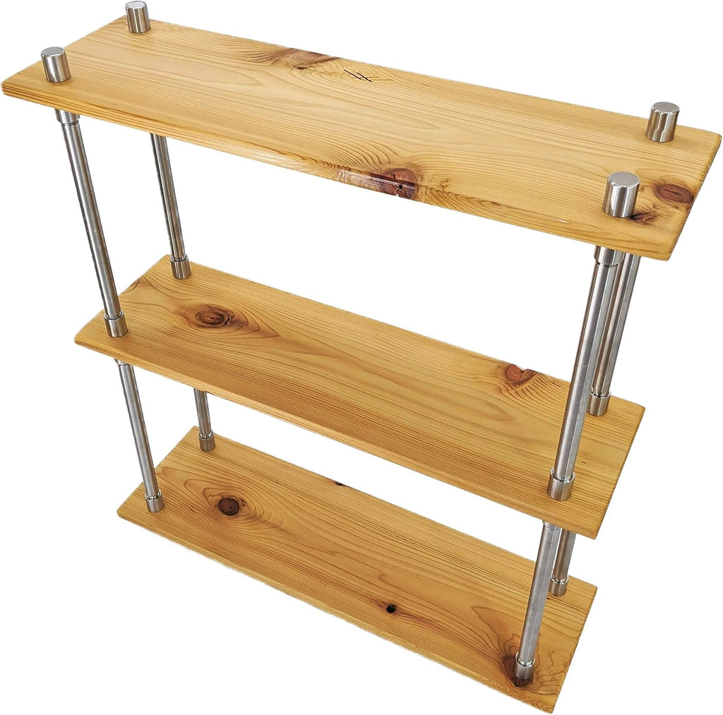 Solid Cedar Wood Stainless Steel Metal Bookcase 24 Inch Wide S573707