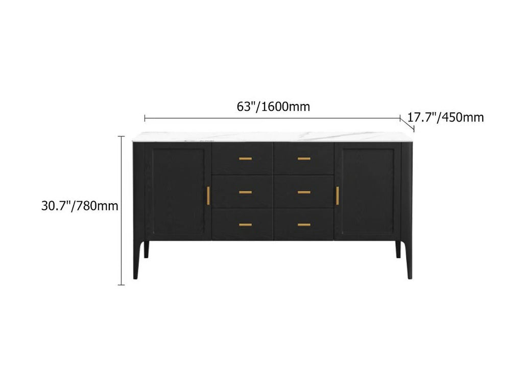 Black Sideboard Buffet with Sintered Stone Top F186