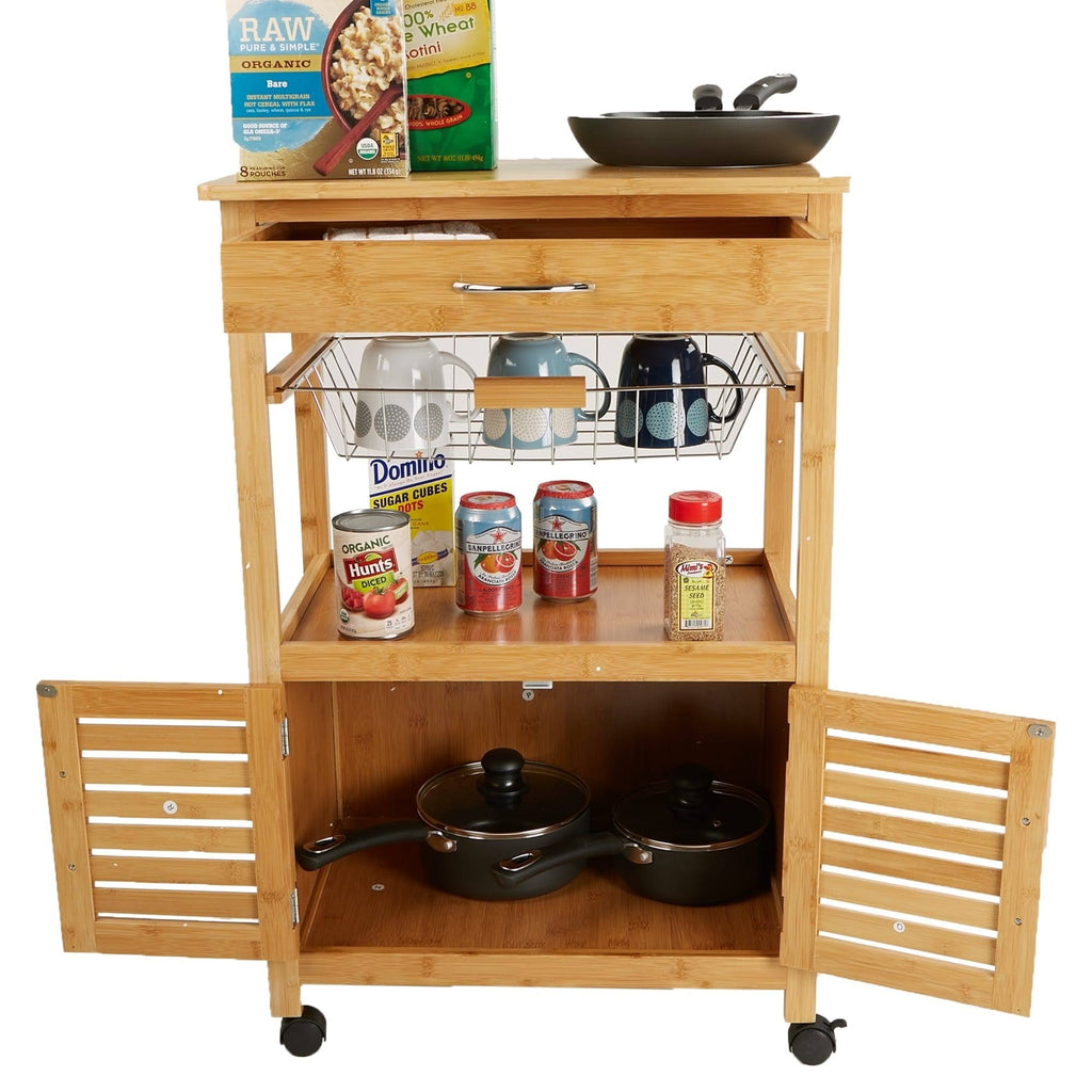 Bamboo Brown 3 Tier Kitchen Cart W68452
