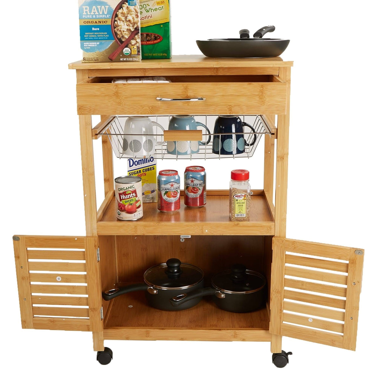 Bamboo Brown 3 Tier Kitchen Cart W68452