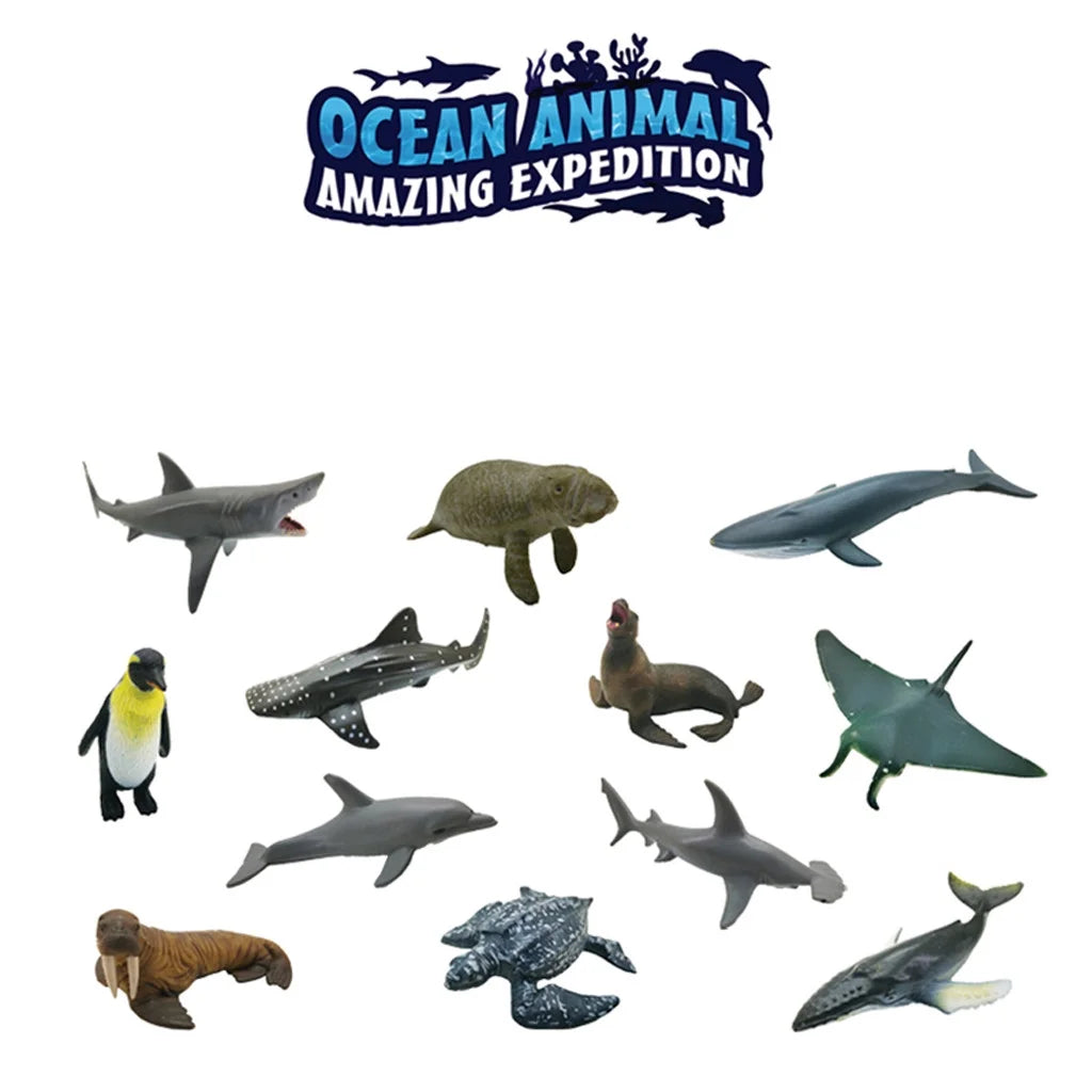 12PCS Plastic Marine Animals Puzzle Toy Figures A379667