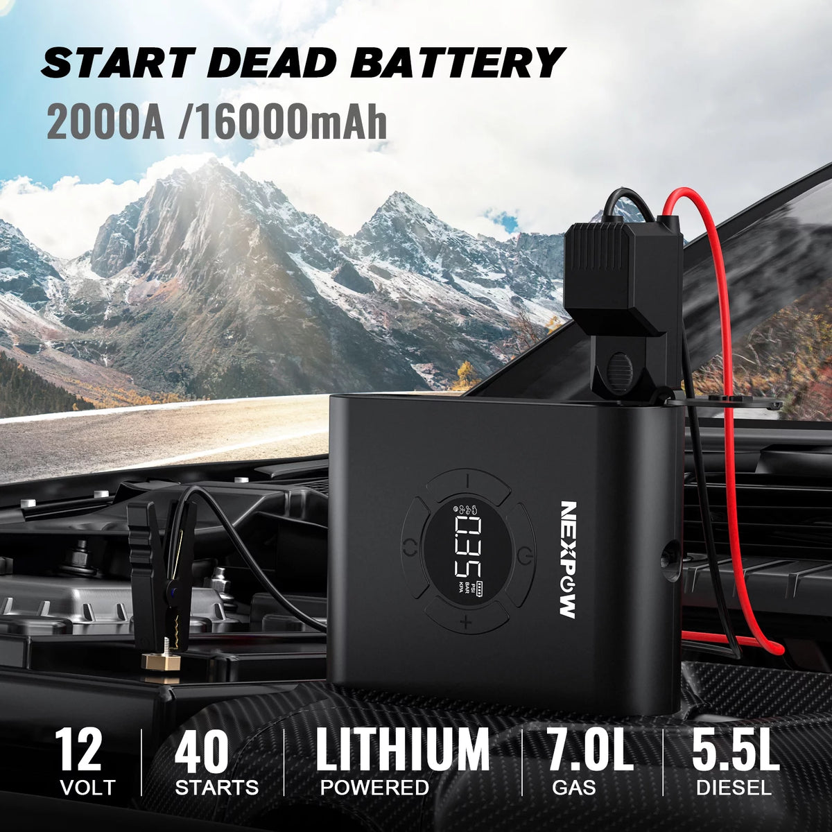2000A Jump Starter with Air Compressor and 150PSI Tire Inflator Y713806