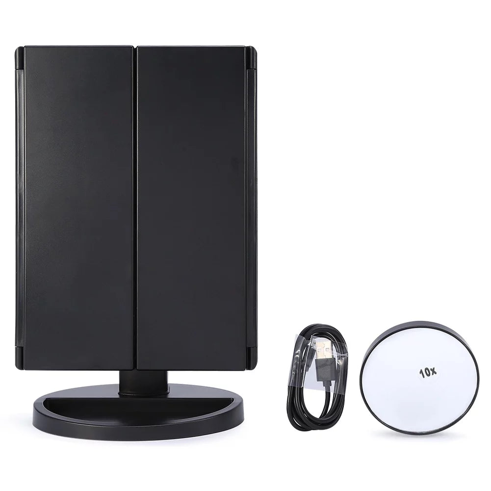 Trifold Lighted Makeup Vanity Mirror with 2X/3X Magnification X223025