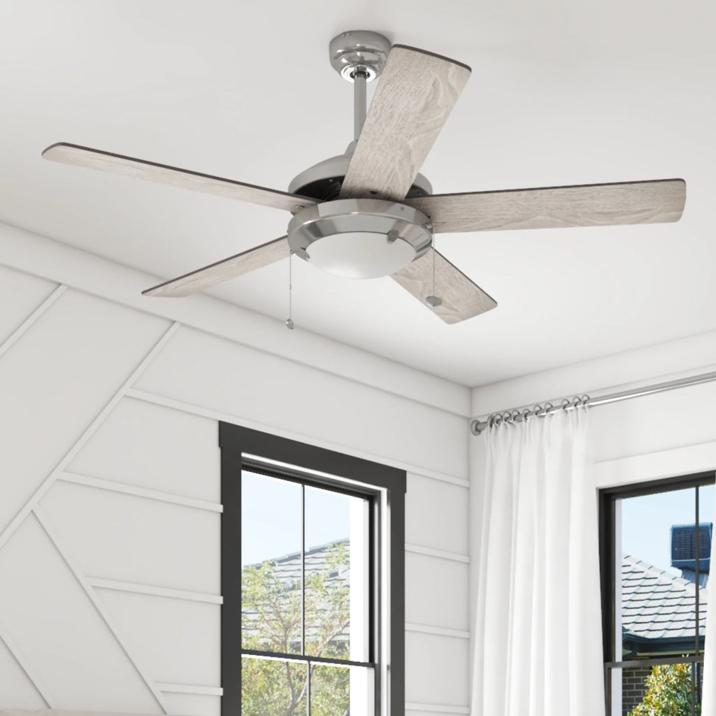 52" Satin Nickel Ceiling Fan with Light E515