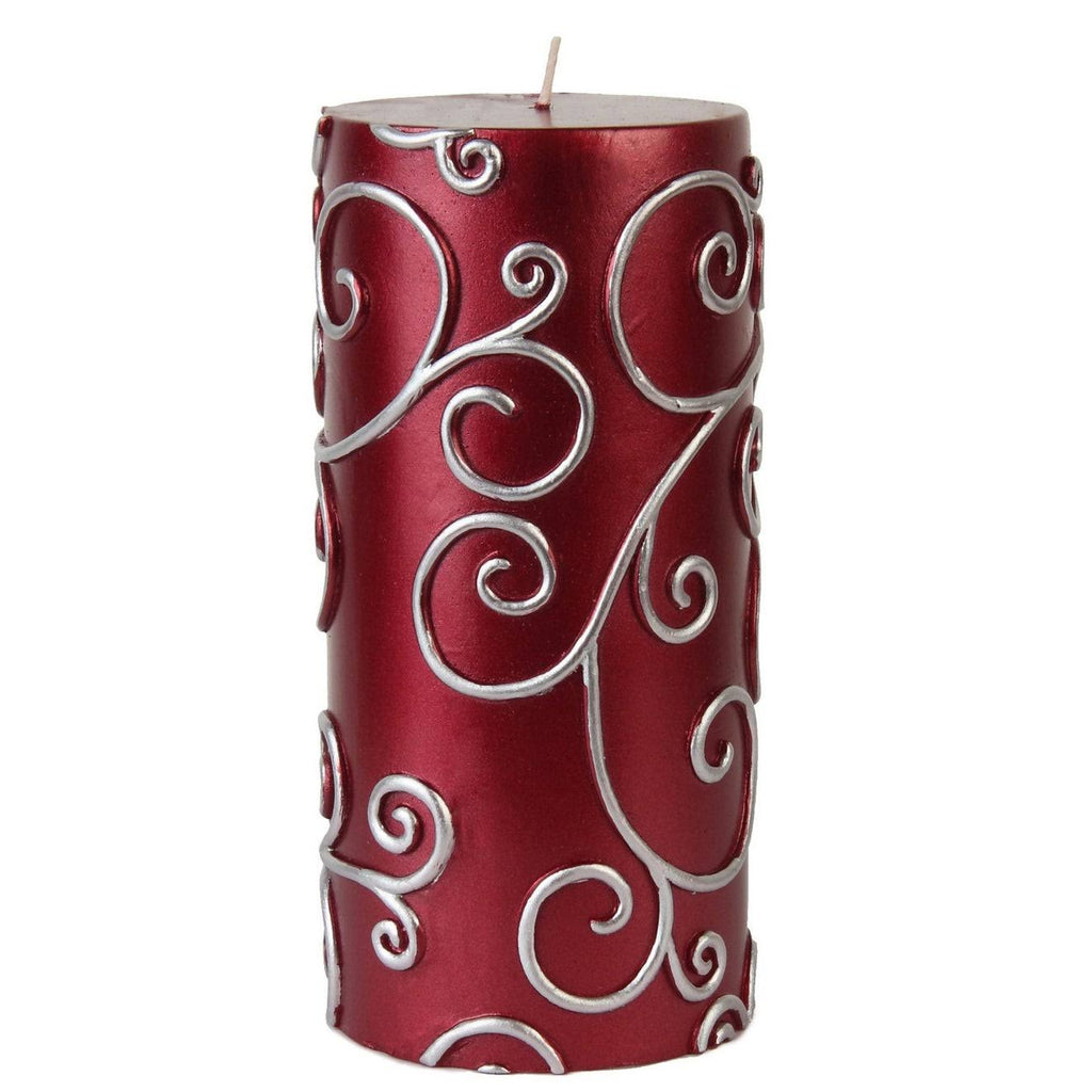 Blue Scroll Pillar Candle S25561