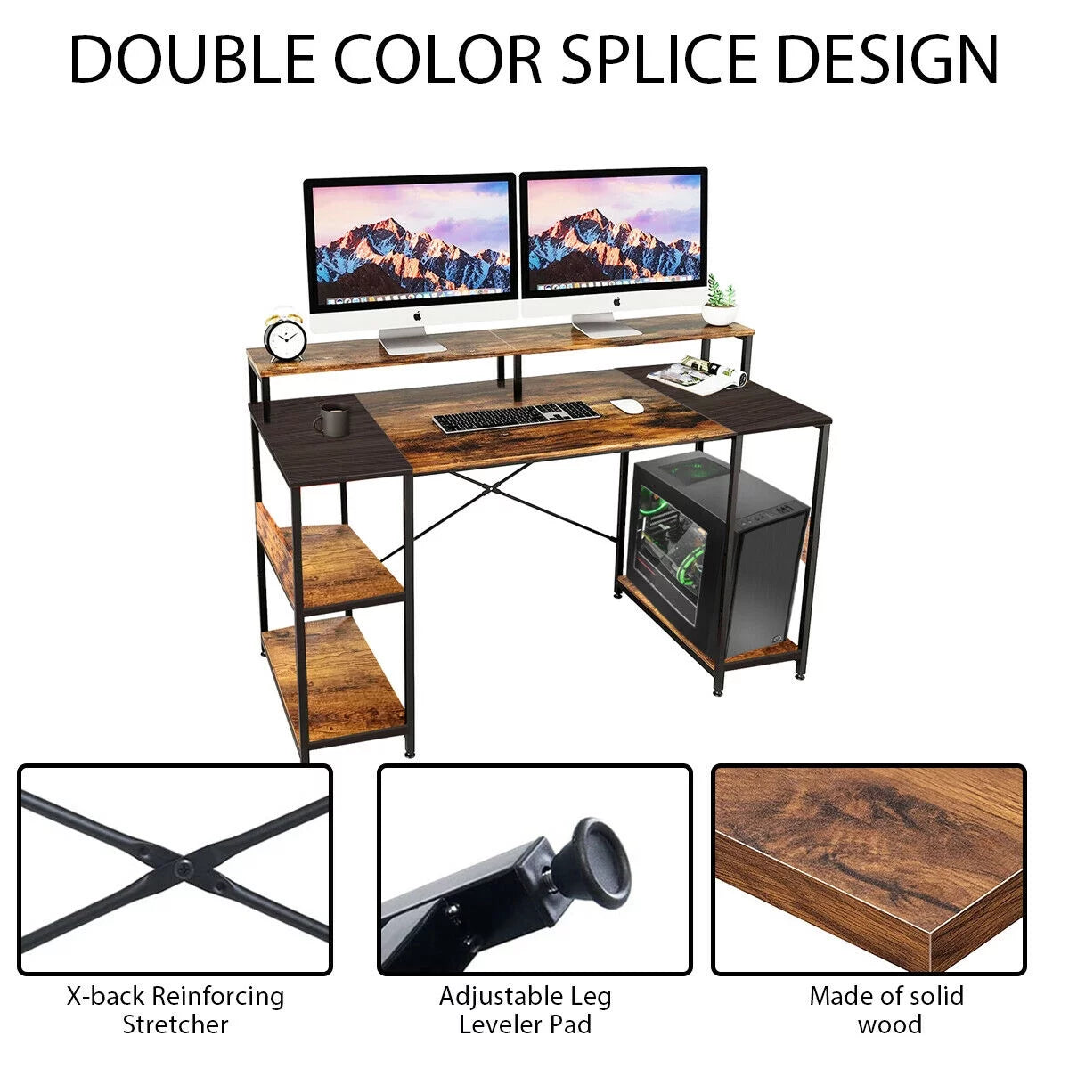 Computer Desk with Monitor Stand & Shelves Z547