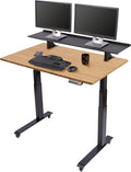 Crank Adjustable Height Rolling Standing Desk, Curved Bamboo Top, 48" Wide N106