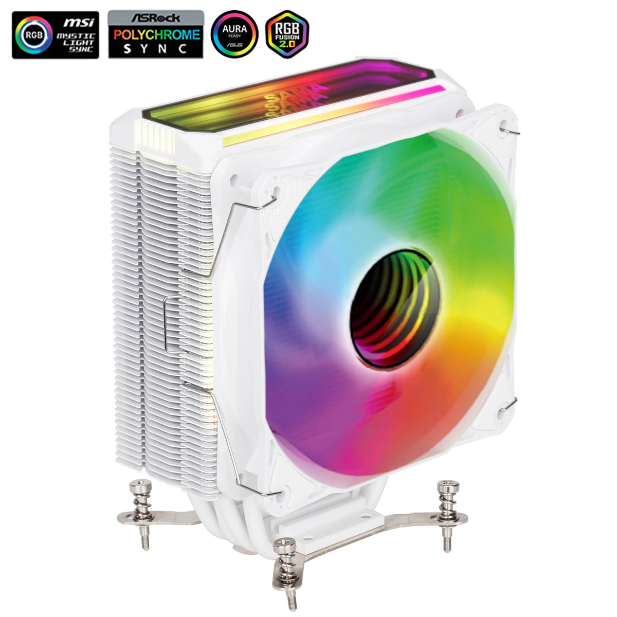Aluminum RGB CPU Air Cooler 120mm 4 Heat Pipe White H723
