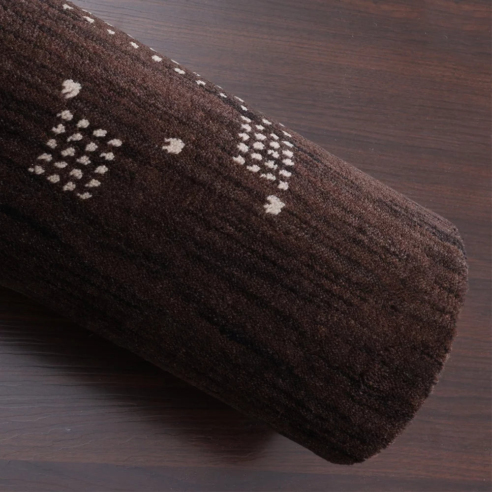 Hand Knotted Wool Area Rug Brown 3'x5' Q3097